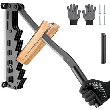 Primachen Wall Mounted Kindling Splitter, 2025 New Designed Kindling Splitter for Wood Outdoor Indoor, Manual Log Splitter Hand Firewood Splitter with Extended Handle