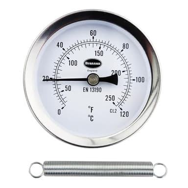Brannan Clip on Pipe Clamp HVAC Thermometer - Clip on Thermometer Pipe Temperature Gauge for Measuring Temperatures of HVAC Hot Water Pipes and Radiators