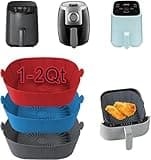 SIUDANGKA Air Fryer Silicone Liners for 1-2 Qt Air Fryers, 3 Pack Square Non-Stick Reusable Small Air Fryer Liners Silicone Pot Basket Bowl Tray Air Fryer Accessories for COSORI, Ninja, CHEFMAN