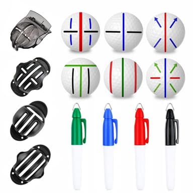 Professional 8 Pack Precision Golf Ball Marker Set, Upgrade Your Golf Accessories with 4 Marking Stencils and 4 Vibrant Colors, Perfect Golf Ball Line Marker Tool (8 Pack Precision Golf Ball Marker)