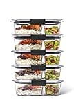 Rubbermaid Brilliance Meal Prep Containers, 2-Compartment Food Storage Containers, 2.85 Cup, 5-Pack