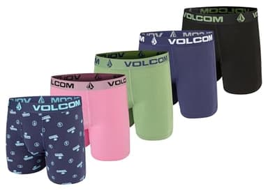 Volcom Mens Boxer Briefs-Cotton Stretch Ultra Soft Fly-Front Boxer Briefs Underwear(Navy/Pink/Green/Navy/Black, Large)