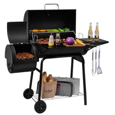Royal Gourmet CC1830S BBQ Charcoal Grill and Offset Smoker | 823 Square Inch cooking surface, Outdoor for Camping | Black
