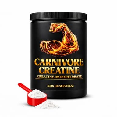 Carnivore Creatine® – Pure Micronized Creatine Monohydrate, No Fillers, Zero Carbs, Unflavored – 300g (60 Servings)