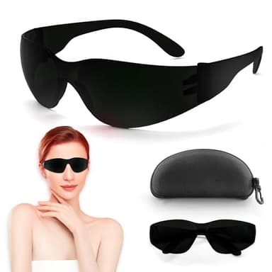 Red Light Therapy Glasses, Eyes Protection for Tanning Goggles,IPL Glasses 600-900nm Laser Cosmetology Operator Eye Protection with Case (Black)