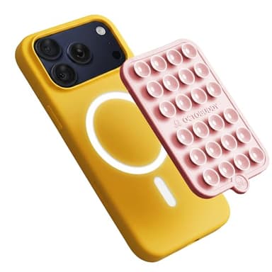 OCTOBUDDY Magnet - Dual Magnetic & Suction Phone Mount - Magnetic-Compatible Silicone Mobile Holder - Hands-Free Selfies & Videos - Content Creator Accessory - 2.6″ x 3.9″, Chalk Pink