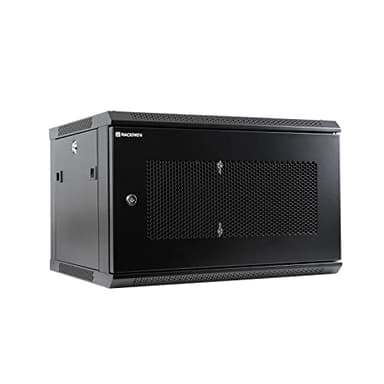 RackPath 6U Wall Mount Server Cabinet Network Rack Enclosure, Quiet Cooling Fan, Perforated Door, Black