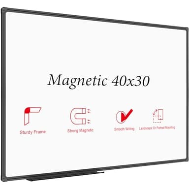JILoffice Magnetic Whiteboard/White Board, Dry Erase Board 40 x 30 Inch, Black Aluminum Frame Wall Mounted Board for Office Home and School