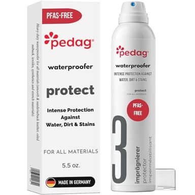 Pedag PFAS-Free Waterproofer | German Made | Heavy Duty Waterproof and Stain Repellent | Canvas & Fabric Spray Protector | Waterproofing Spray and Guard for Boots, Shoes, Tents, Hats, Jackets | 1 Can
