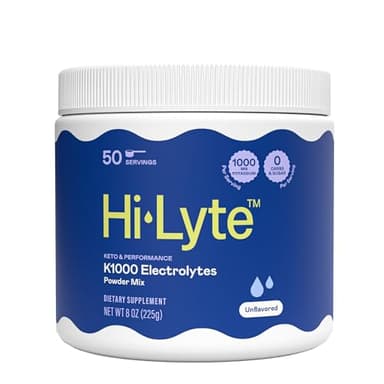 Hi-Lyte K1000 Electrolytes Powder Mix Unflavored Keto & Performance, 50 Servings