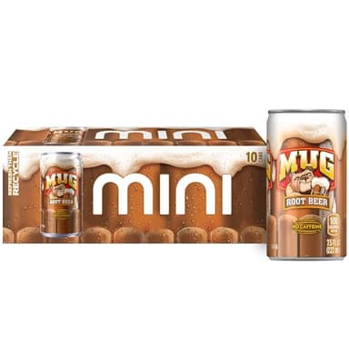 Mug Root Beer Soda, 7.5 Ounce Mini Cans, 10 Pack
