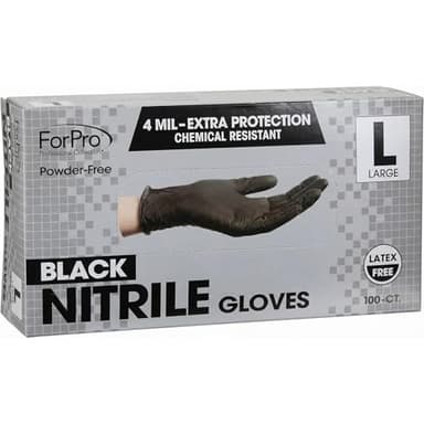 ForPro Professional Collection Disposable Nitrile Gloves, Chemical Resistant, Powder-Free, Latex-Free, Non-Sterile, Food Safe, 4 Mil, Black, Large, 100-Count