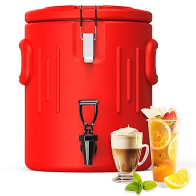 Insulated Beverage Dispenser 3.5 Gallon, Hot Drink Dispenser with 304 Stainless Steel Interior & Spout, Hot Water Dispenser for Parties, Portable Outdoors Water Cooler Jug for Camping Sports