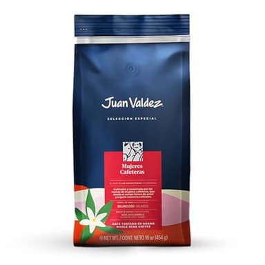 Juan Valdez Mujeres Cafeteras Whole Bean Coffee - Medium Roast Coffee Beans | 100% Colombian Coffee | 16 oz / 454 gr | A balanced coffee with flashes of sweet vanilla, cherry, blackberry and caramel notes