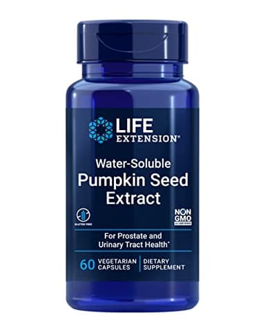 Life Extension Water-Soluble Pumpkin Seed Extract, Promotes Prostate & Urinary Tract Health, Bladder Health Support, Men, Women, Gluten-Free, Non-GMO, Vegetarian, 60 Capsules