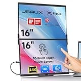 JSAUX FlipGo 16" 2.5K Dual Touchscreen Portable Monitor, Triple Laptop Touch IPS Screen Extender | HiDPI Display | One Cable to Dual Screen | Built-in HUB | Magnetic Design for Windows