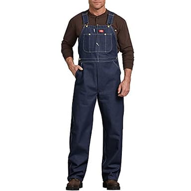 Dickies Men's Denim Bib Overall, Indigo Rigid, 44 x 30