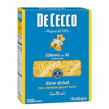 De Cecco Elbows No. 81 Pasta, 16 Oz, Authentic, Slow Dried, Made with Durum Wheat, Versatile Pasta for Sauces & Recipes, Made in Italy