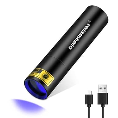 DARKBEAM UV Flashlight 365nm Black Light, Mini & Powerful Woods Lamp USB -C LED Rechargeable, Blacklight Flashlights Portable Pet Cat Urine Detector - Rock, Fluorescent Detection, Resin Curing