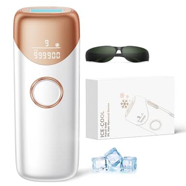 Ubroo Laser Hair Removal,IPL Hair Removal Device with 5℃ Ice Cooling,At-Home Painless Laser Hair Removal for Women & Men,Body Legs Armpits Use (Gold)