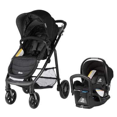 Diono Quantum 4 3-in-1 Travel System with LiteClik 30 R SafePlus Infant Car Seat and Base, Rear-Facing for Infants 4-30lbs, Includes Infant Car Seat Folding Stroller and Toddler Seat (Black Jet)