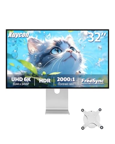 Kuycon G32P 32 inch FHD (6144 x 3456) 6K Monitor, IPS Black Panel, 1.07 Billion Colors,99% sRGB,5ms,HDR10, AMD FreeSync,2000:1 Contrast,HDMI,DP,178° Viewing Angle (Honeycomb - with Stand)