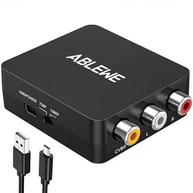 ABLEWE RCA to HDMI,AV to HDMI Converter, 1080P Mini RCA Composite CVBS Video Audio Converter Adapter Supporting PAL/NTSC for TV/PC/ PS3/ STB/Xbox VHS/VCR/Blue-Ray DVD Players