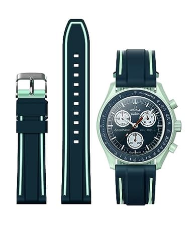 Stanchev Bands for Moonswatch Watch,Soft Silicone Strap Compatible with Omega x Swatch MoonSwatch Speedmaster 20mm Watch,Quick Release Waterproof Replacement Strap for Swatch Omega Men Women (Green)