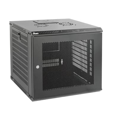 Tecmojo 9U Wall Mount Rack Network Cabinet for 19" IT Equipment,with Lockable Mesh Door and Side Panels,Cooling Fan,17.7inch Depth,Black