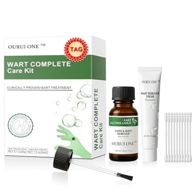 ourui one Wart Remover Kit – Dual Action Liquid & Cream Kit for Neck, Body Feet– Targets Common, Plantar, Flat Warts,Corn – Visible Results in 2–4 Weeks