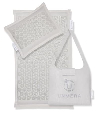 UNMERA Acupressure Mat and Pillow Set,Natural Eco Linen & Coconut Fiber Filling,for Back/Neck Pain Relief, Sciatic, Headache and Muscle Relaxation, Comes with Carrying Bag