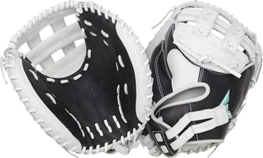 Easton | Fundamental Series Fastpitch Softball Glove | 33" | RHT | Catcher's Mitt | Modified H Web | Black/White/Mint