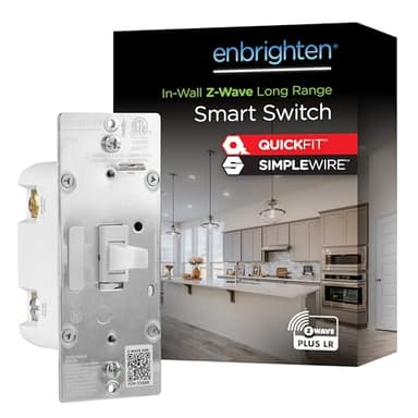 Enbrighten 800 Series Z-Wave On/Off Toggle Switch, Long Range 800LR, Quick Fit, Simple Wire, Direct 3-Way (No Add-On Switch Needed), Smart Hub Required, Compatible with Alexa, Google Home, 76592