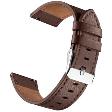 16mm Leather Watch Band Compatible with Kate Spade Scallop 2/Moto 360 2nd Gen Women, Soft Genuine Leather Quick Release Replacement Strap for Fossil Q Accompline/Calie/Harper/Timex Weekender, Brown
