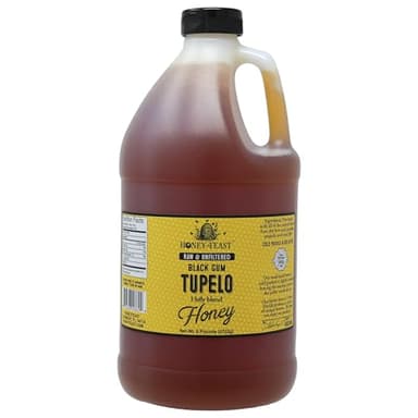 HONEY FEAST 6 Pounds Black GumTupelo Honey - Authentic Raw Florida Blend, Pure American Bulk Sweetener