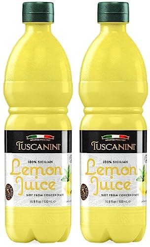 Tuscanini 100% Sicilian Lemon Juice, Not from Concentrate,16.9oz (2 Pack) No Water Added | Convenient Size - Fits Nicely in Refrigerator | Product of Italy | Certified Kosher (Including Passover)