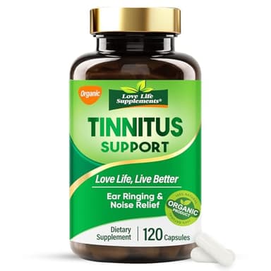 Tinnitus Relief Supplement 1200mg, Natural Tinnitus Relief for Ringing Ears, Reduce Ear Noise & Improve Hearing Health, Effective Ear Ringing Support for Men & Women, 120 Capsules, 60-Day Supply
