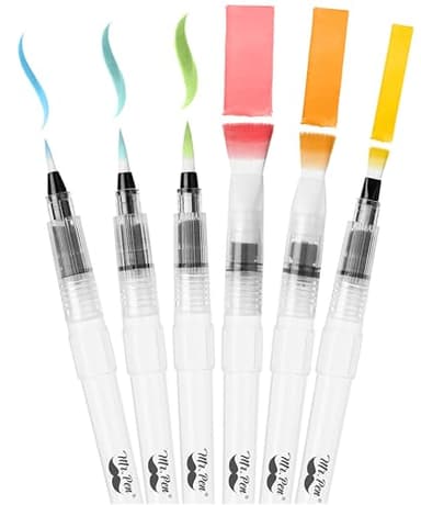 Mr. Pen- Watercolor Brush Pens, 6 Pack, Watercolor Brushes Set, Watercolor Pens for Adults, Water Brush Pen, Water Color Pens, Watercolor Brush Set, Refillable Brush Pen, Water Brushes for Watercolor