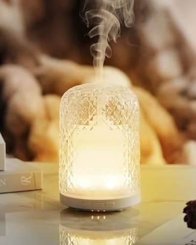 Onaboviva Essential Oil Diffuser – 2.4MHz Ultrasonic Aromatherapy Diffuser, Health Night Light, Timer & Auto Shut-Off, BPA-Free, 120ml Glass Oil Diffuser for Home, Office, Spa, Yoga