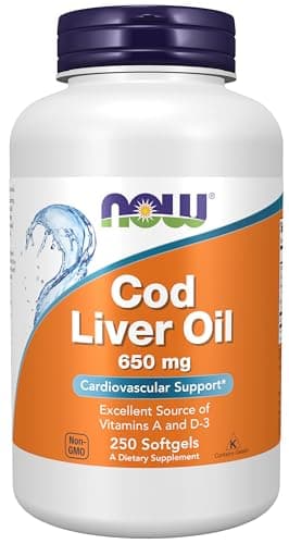 NOW Foods Supplements, Cod Liver Oil 650 mg, Excellent Source of Vitamins A and D-3, 250 Softgels