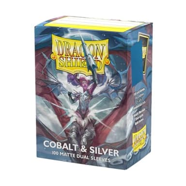 Dragon Shield | Matte Dual Standard Size Card Sleeves | 100 - Smooth & Tough Premium TCG Sleeves - Compatible with Pokemon, One Piece & Magic the Gathering | Cobalt & Silver