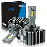 KDM D1S D1R LED Bulb,18000 Lumens 90W High Power 600% Brightness CSP LED Chip,High/Low Beam Xenon HID Replacement 66144 66140 85140 85415 Bulb,Plug and Play Fog Light Bulb,6500K White,2Pack
