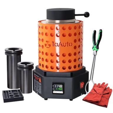 TOAUTO TRF3000 Resistance furnace 1+3KG Gold Melting Furnace 1800W 2102°F Digital Smelting Furnace Kiln Kit Tool with Graphite Mold for Jewelry Recycling Melt Scrap Copper, Gold, Silver, Aluminum 110V