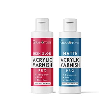 GRANOTONE Clear Coat Acrylic High Gloss & Matte Varnish Finish 100 ML Each 6.6 fl oz Pack of 2 Non Yellowing Non Toxic Anti Crazing for Pro Artists Hobby Painters