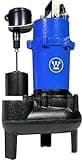 Westinghouse 1/2 HP Submersible Sewage Sump Pump with Vertical Float Switch, Cast Iron, 6500 GPH Max Flow, Automatic Sewage Ejector Pump, Handles Solids Up to 2", Includes 2" Quick Connect Fitting