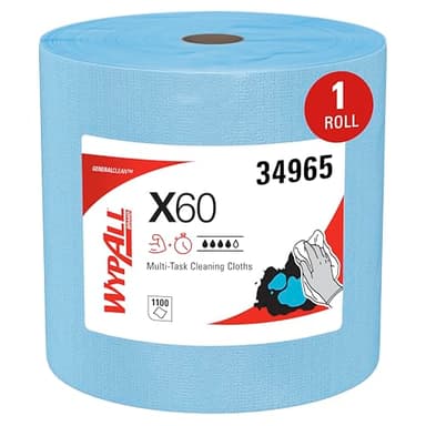 WypAll GeneralClean X60 Cloths Multi-Task Cleaning Wipes, Jumbo (34965), Strong and Absorbent Towels, Blue (1 Roll of 1,100 Sheets, 1,100 Sheet Total)
