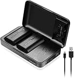 JYJZPB 2-Pack LP-E6N Batteries Compatible for Canon EOS R, R5, 90D, 60D, 70D, 80D, 5D II, 5D III, 5D Mark IV, 6D, 7D, XC10, XC15 Cameras With Upgraded Dual Battery Charger