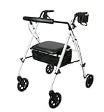 Medline Luxe Rollator in Elegant White - Lightweight Mobility Aid with Comfortable Seat and Handy Storage Pouch