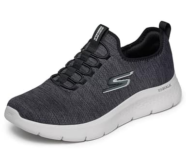 Skechers Mens Gowalk Flex - Athletic Slip-on Casual Walking Shoes with Air Cooled Foam Sneaker, Black/White 2, 10.5 US