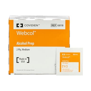 Webcol™ Alcohol Prep Pads, Medium, 2 Ply, 1 Carton of 200 Pads